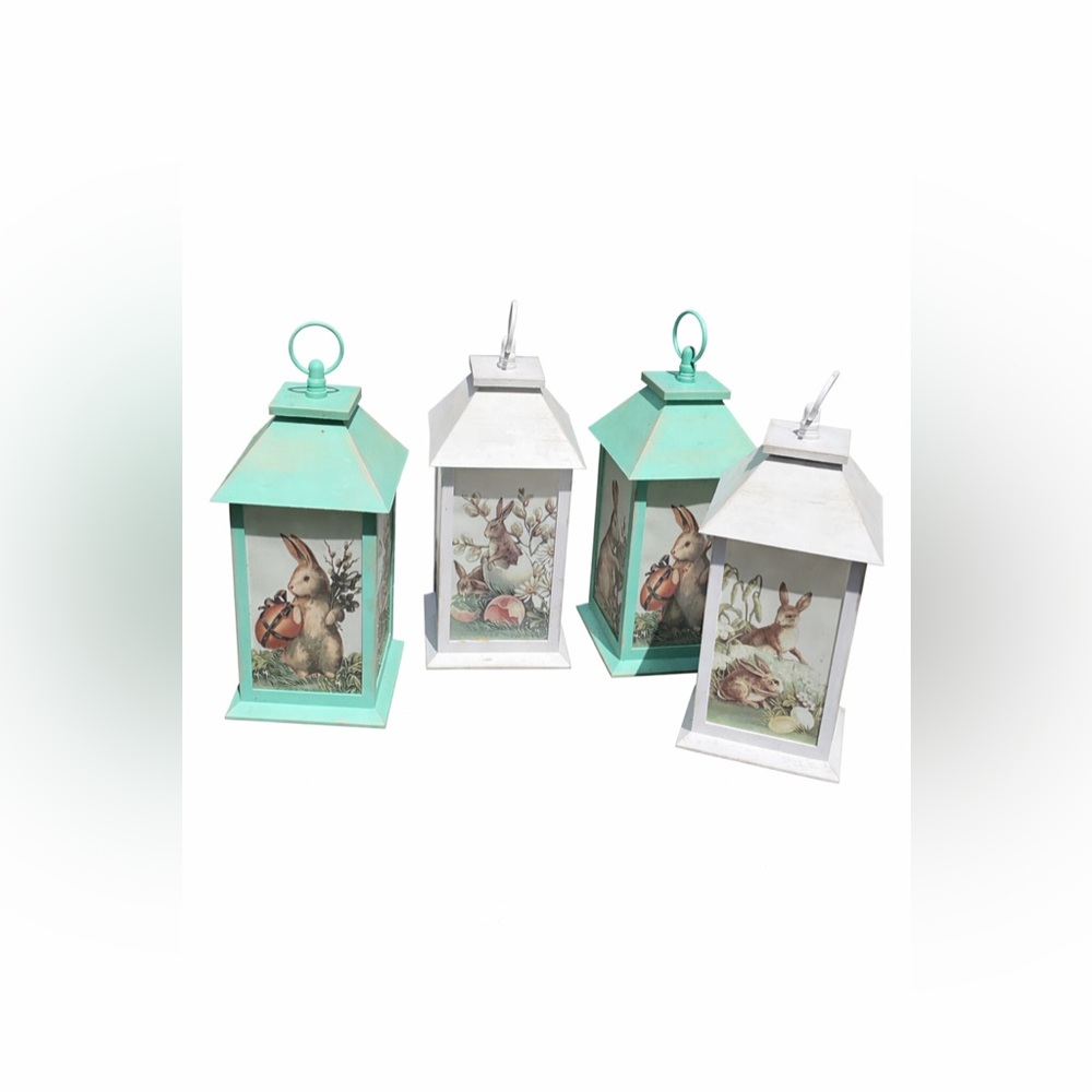 Easter Bunny Decorative Lantern - Mint and White